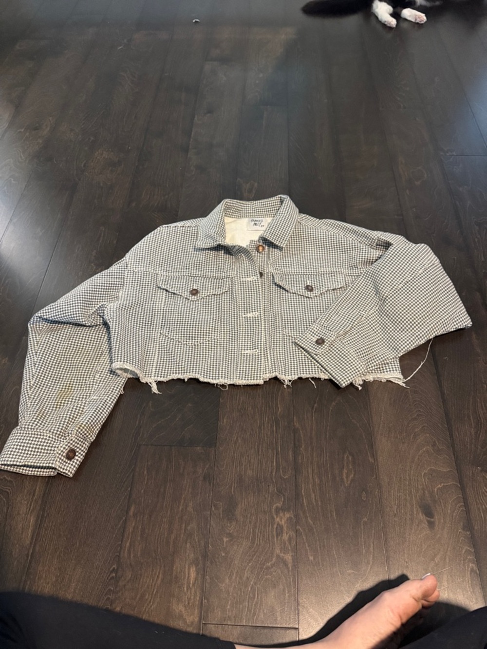 Princess Polly Cropped Gingham Jean Jacket - Black & White